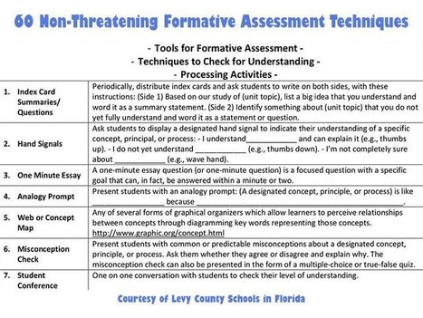 60 Non-Threatening Formative Assessment Techniques | Assessment strategies for teaching and learning | Scoop.it