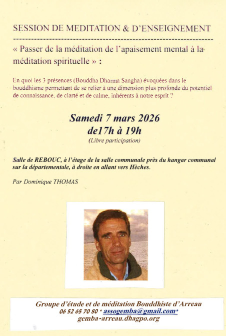 Enseignement et m&eacute;ditation bouddhique &agrave; Rebouc le 7 mars | Vall&eacute;es d'Aure & Louron - Pyr&eacute;n&eacute;es | Scoop.it