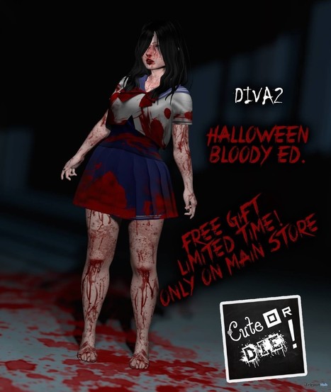 Diva2 School Girl Outfit Halloween Bloody Edition Group Gift by Cute or Die! | Teleport Hub - Second Life Freebies | Second Life Freebies | Scoop.it