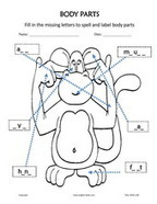 animal body parts worksheet for kindergarten