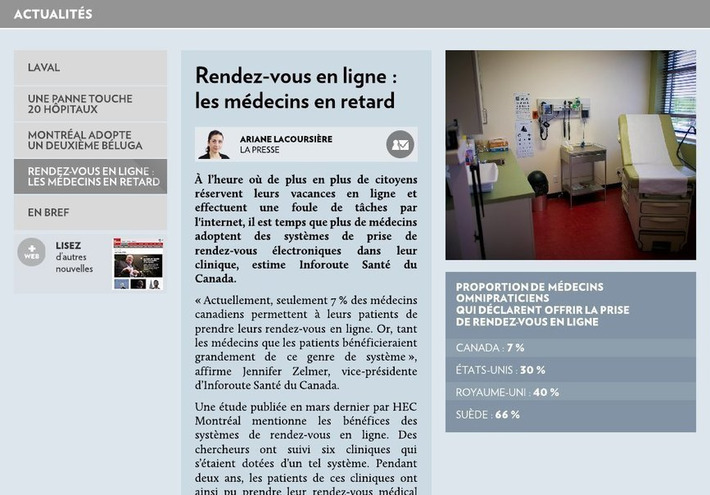 Only 7% of medical doctors allow patients to schedule their appointments online via @lapresse+ | WHY IT MATTERS: Digital Transformation | Scoop.it