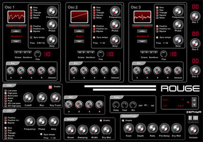 FREEWARE (VST.Win) - Download Free 3 osc wavetable synth plug-in: ROUGE by velvetskyemusic | Music Producer Lab | Scoop.it