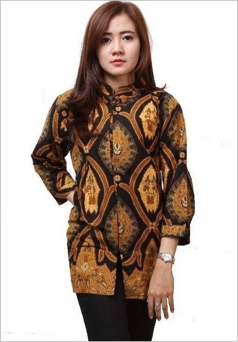 10 Model Baju Batik Wanita Lengan Panjang Terba