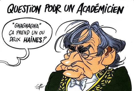 Question pour un académicien: "gnagnagna" ça prend un ou deux haines? | Dessins de Presse | Scoop.it