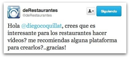 "El vídeo cada vez es más utilizado por los restaurantes" | Diego Coquillat | Seo, Social Media Marketing | Scoop.it