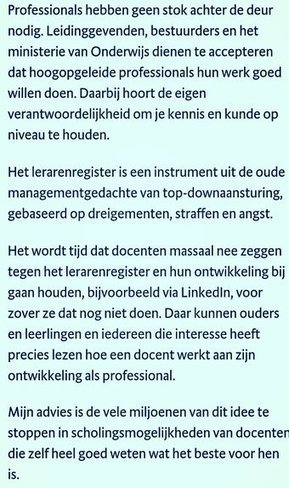 @Rob18975: Het l#erarenregister van Sander Dekker zadelt docenten op met nutteloos werk.<br/>Via @niekrennenberg | Lerarenregister - Registerleraar.nl | Scoop.it