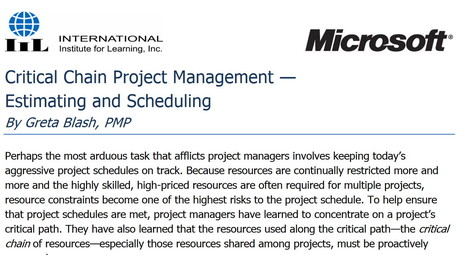 Critical Chain Project Management — Estimating and Scheduling - Article by Greta Blash | International Institute of Learning | Critical Chain Project Management | Scoop.it