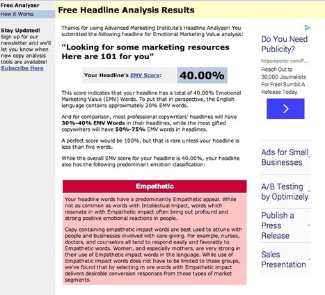 Measure the emotional marketing value of your headlines with this tool | Content and Curation for Nonprofits | Scoop.it