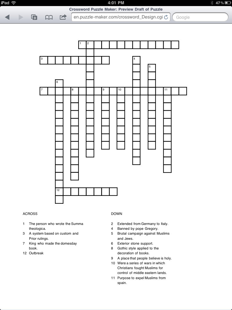 crossword-puzzle-middle-ages-newspaper-sc
