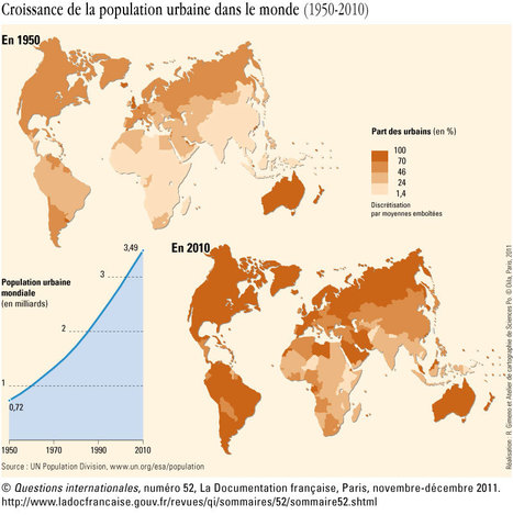 Carte population urbaine dans le monde (1950-2010) - Monde | Chronique des Droits de l'Homme | Scoop.it