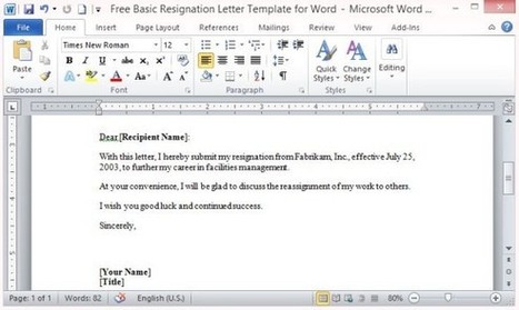 Free Basic Resignation Letter Template For Word | PowerPoint Tips & Presentation Design | Scoop.it