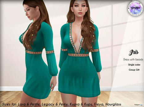 Isis Dress Teal With Beads December 2022 Group Gift by TheBeautifulOnes | Teleport Hub - Second Life Freebies | Second Life Freebies | Scoop.it