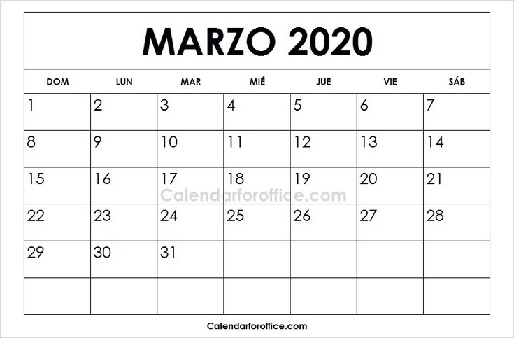 Calendario 2020 Marzo Para Imprimir