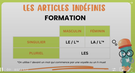 1º-VIDÉO- LES ARTICLES DÉFINIS ET INDÉFINIS | FLE enfants | Scoop.it