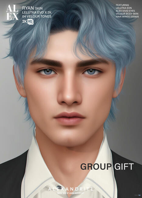 Ryan Skin For Lelutka EvoX August 2025 Group Gift by ALEXANDRITE | Teleport Hub - Second Life Freebies | Second Life Freebies | Scoop.it