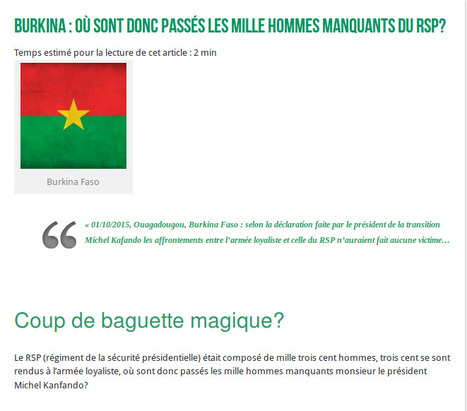 Burkina : où sont donc passés les mille hommes manquants du RSP? | Actualités Afrique | Scoop.it