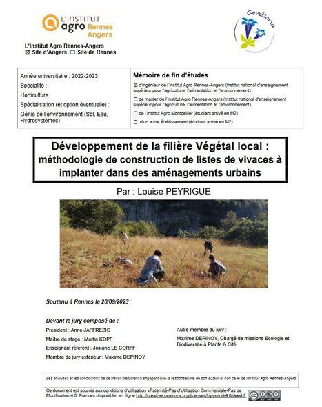 [Mémoire] Développement de la filière Végétal local : méthodologie de construction de listes de vivaces à implanter dans des aménagements urbains | HORTICULTURE | Scoop.it