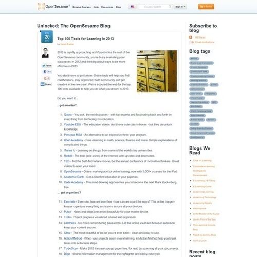 Top 100 Tools for Learning in 2013 | ELearning and Online Teaching Today