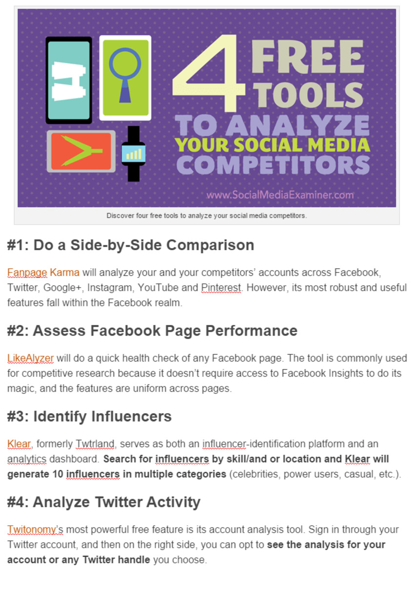4 Free Tools to Analyze Your Social Media Competitors : Social Media Examiner | The MarTech Digest | Scoop.it