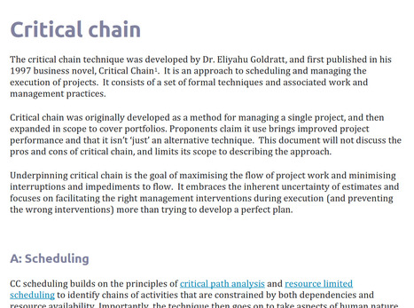 Critical Chain [good] descriptive article by Ian Heptinstall - 10 page PDF | Praxis Network | Critical Chain Project Management | Scoop.it