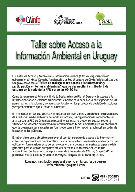 6 de Octubre / Taller sobre acceso a la información ambiental en Uruguay. | MOVUS | Scoop.it