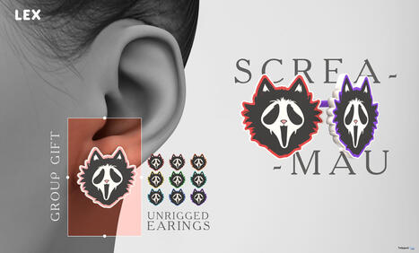 Screa-a-mau Earrings Halloween 2025 Group Gift by LEX | Teleport Hub - Second Life Freebies | Second Life Freebies | Scoop.it