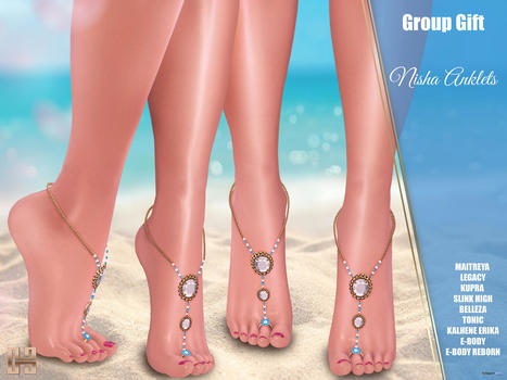 Nisha Anklets May 2022 Group Gift by Hilly Haalan | Teleport Hub - Second Life Freebies | Second Life Freebies | Scoop.it