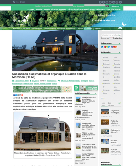 Une maison bioclimatique et organique à Baden dans le Morbihan (FR-56) | Build Green | Architecture Organique | Scoop.it