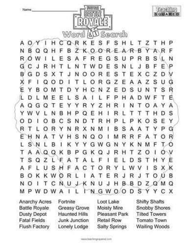 Fortnite word search free