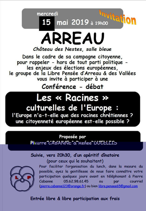 Conférence-débat sur les racines culturelles de l'Europe à Arreau le 15 mai | Vallées d'Aure & Louron - Pyrénées | Scoop.it
