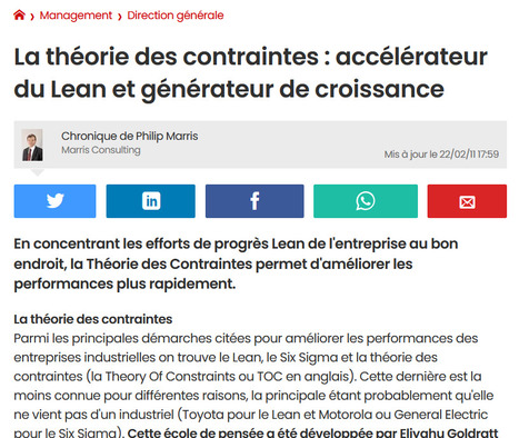 La Théorie des Contraintes : accélérateur du Lean et générateur de croissance - Article dans le Journal Du Net (JDN) | Théorie des Contraintes | Scoop.it