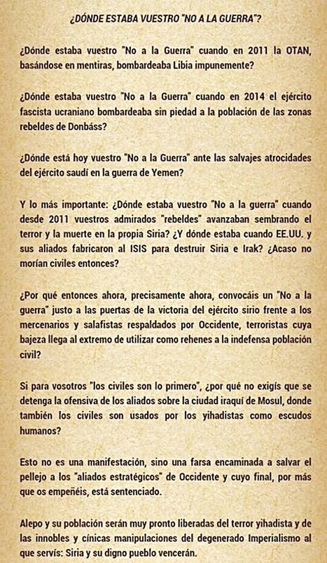 DÓNDE están o estaban, los del "NO a la GUERRA" cuando lo de Libia, Yemen o Siria, durante estos últimos años? | La R-Evolución de ARMAK | Scoop.it