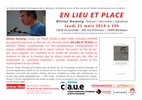 (Agenda) 21 mars, Bordeaux Olivier Domerg | Poezibao | Scoop.it