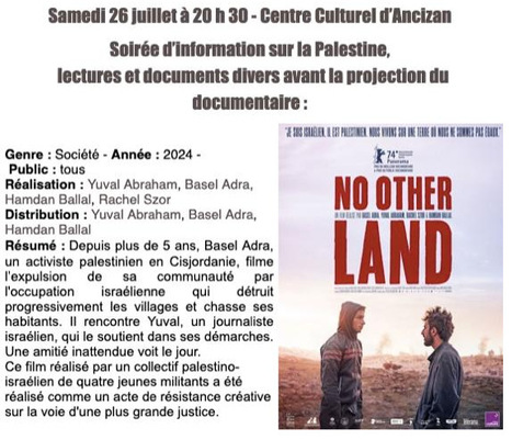 Soirée d'information sur la Palestine le 26 juillet à Ancizan | Vallées d'Aure & Louron - Pyrénées | Scoop.it