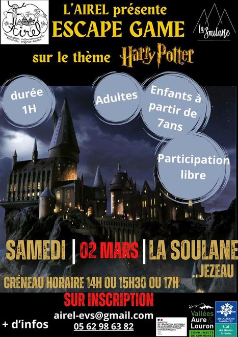 Escape Game sur le thème Harry Potter, le 02 mars, par l'AIREL, à la Soulane, Jézeau | Vallées d'Aure & Louron - Pyrénées | Scoop.it