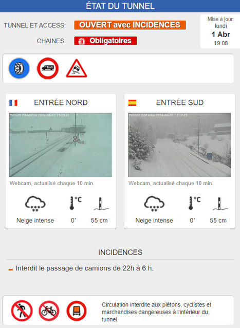 Conditions d'accès au Tunnel de Bielsa-Aragnouet  le 1er avril (19:08) | Vallées d'Aure & Louron - Pyrénées | Scoop.it