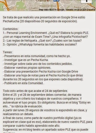 Estoy en ello...: Pecha-Kucha + PLE + Netiqueta en una comunidad G+ . Evaluación inicial 4 ESO Informática | TECNOLOGÍA_aal66 | Scoop.it