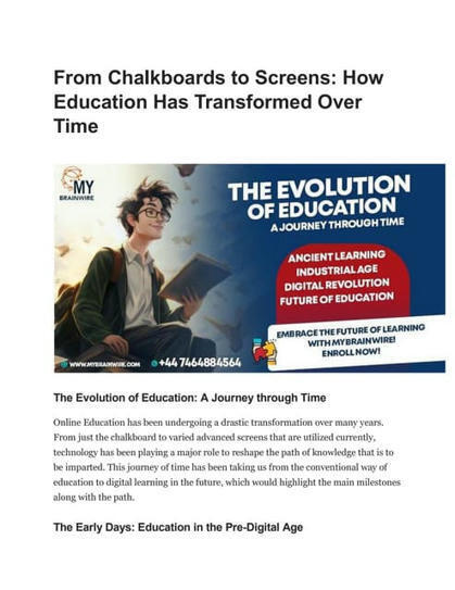 How Education Has Transformed Over Time.pdf | Information and digital literacy in education via the digital path | Scoop.it