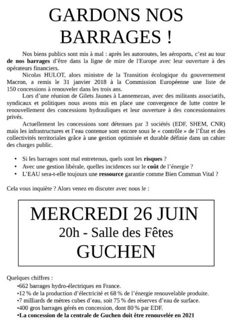 A Guchen le 26 juin débat sur l'ouverture à la concurrence des concessions hydroélectriques | Vallées d'Aure & Louron - Pyrénées | Scoop.it