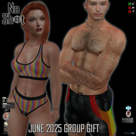 Rainbow Fishnet Outfit & Male Shorts June 2025 Group Gift by NoShot | Teleport Hub - Second Life Freebies | Second Life Freebies | Scoop.it