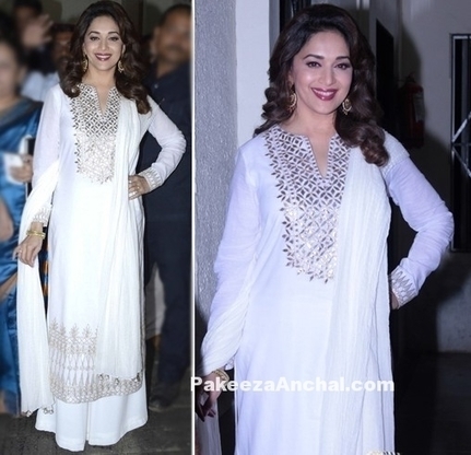 Madhuri Dixit in White Suit with Palazzo Pants by Anita Dongre | Indian Fashion Updates | Scoop.it