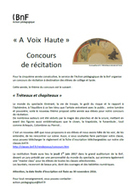 À voix haute : Concours annuel de récitation à la BnF | Veille Éducative - L'actualité de l'éducation en continu | Scoop.it