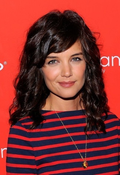 Katie Holmes Dark Brown Curly Hairstyle With Si