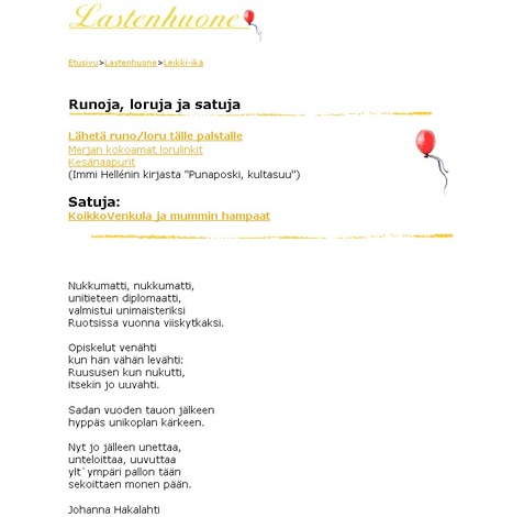 Lastenhuone - Runoja ja loruja | 1Uutiset - Lukemisen tähden | Scoop.it