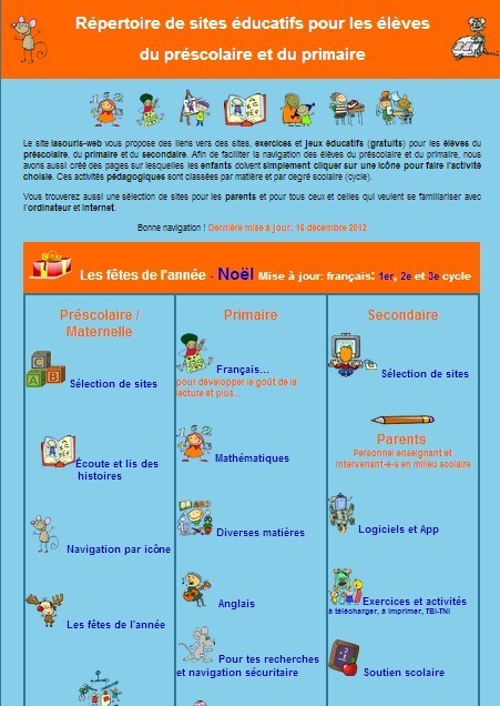 Un répertoire de sites éducatifs pour les enfants du préscolaire et du primaire | UpTo12-Learning | Scoop.it