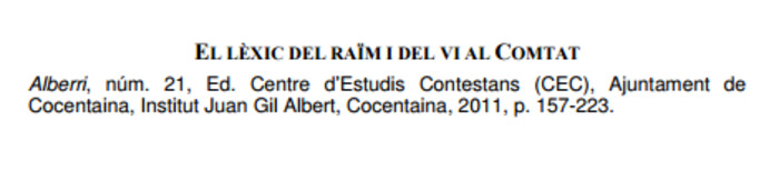 (CA) (PDF) - El lexic del raim i del vi al Comtat | JOSEP-VICENT CASCANT I JORDÀ | Glossarissimo! | Scoop.it