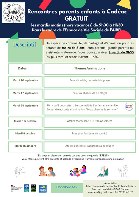 AIREL : programme des "rencontres parents enfants" pour septembre et octobre | Vallées d'Aure & Louron - Pyrénées | Scoop.it
