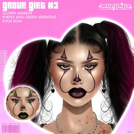 Clown Makeup BOM For Lelutka EvoX October 2022 Group Gift by Loveholic | Teleport Hub - Second Life Freebies | Second Life Freebies | Scoop.it