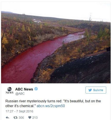 Une rivière se colore de rouge sang en Russie | water news | Scoop.it