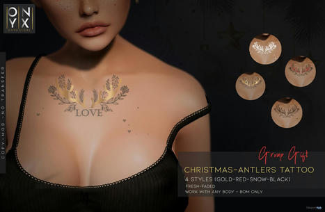Christmas Antlers Tattoo December 2021 Group Gift by [Onyx] Store | Teleport Hub - Second Life Freebies | Second Life Freebies | Scoop.it